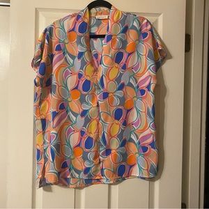 First Love USA Floral Print Short Sleeve Blouse – Size M